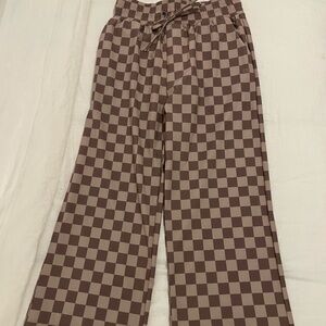Checkered Wide-Leg Pants